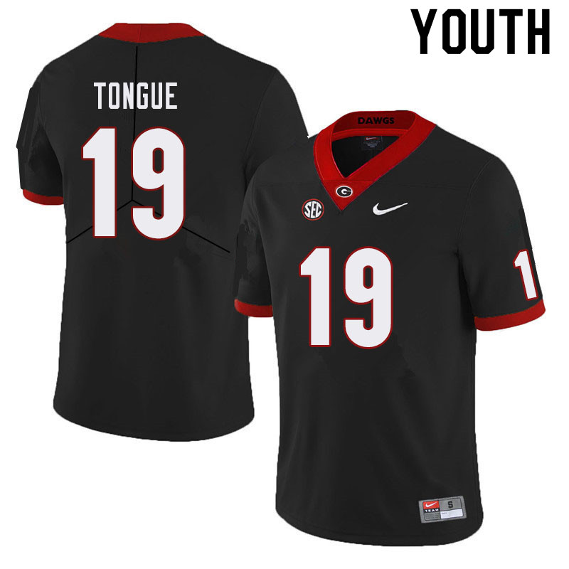 Georgia Bulldogs Youth Makiya Tongue #19 Black Stitched College UGA Football Jersey 23SV013KP